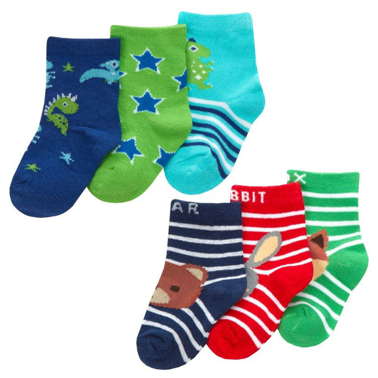 Picture of 44B973: BABY BOYS 3 PACK COTTON RICH DESIGN ANKLE SOCKS